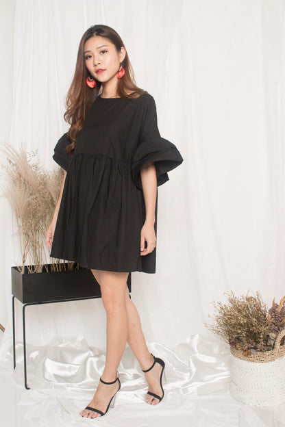 Fersa Babydoll Dress in Black