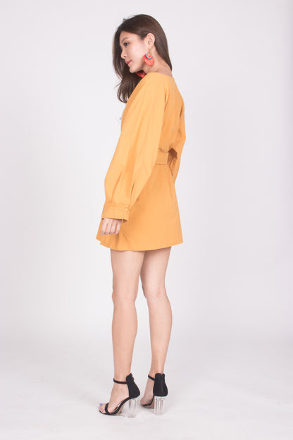 Lindie Button Down Tunic in Mustard