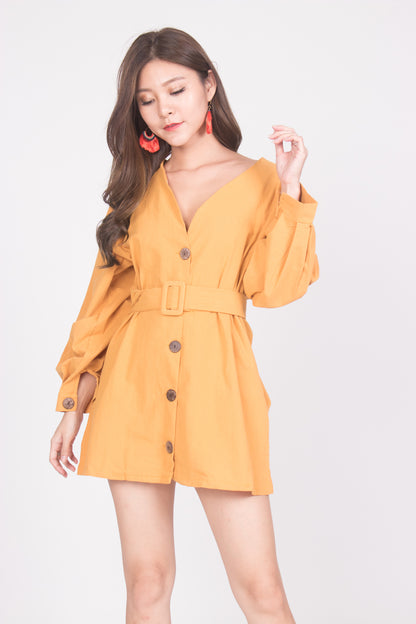 Lindie Button Down Tunic in Mustard