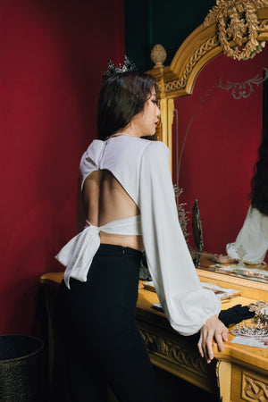 
                  
                    Load image into Gallery viewer, Ruthlia Open Back Top in White
                  
                