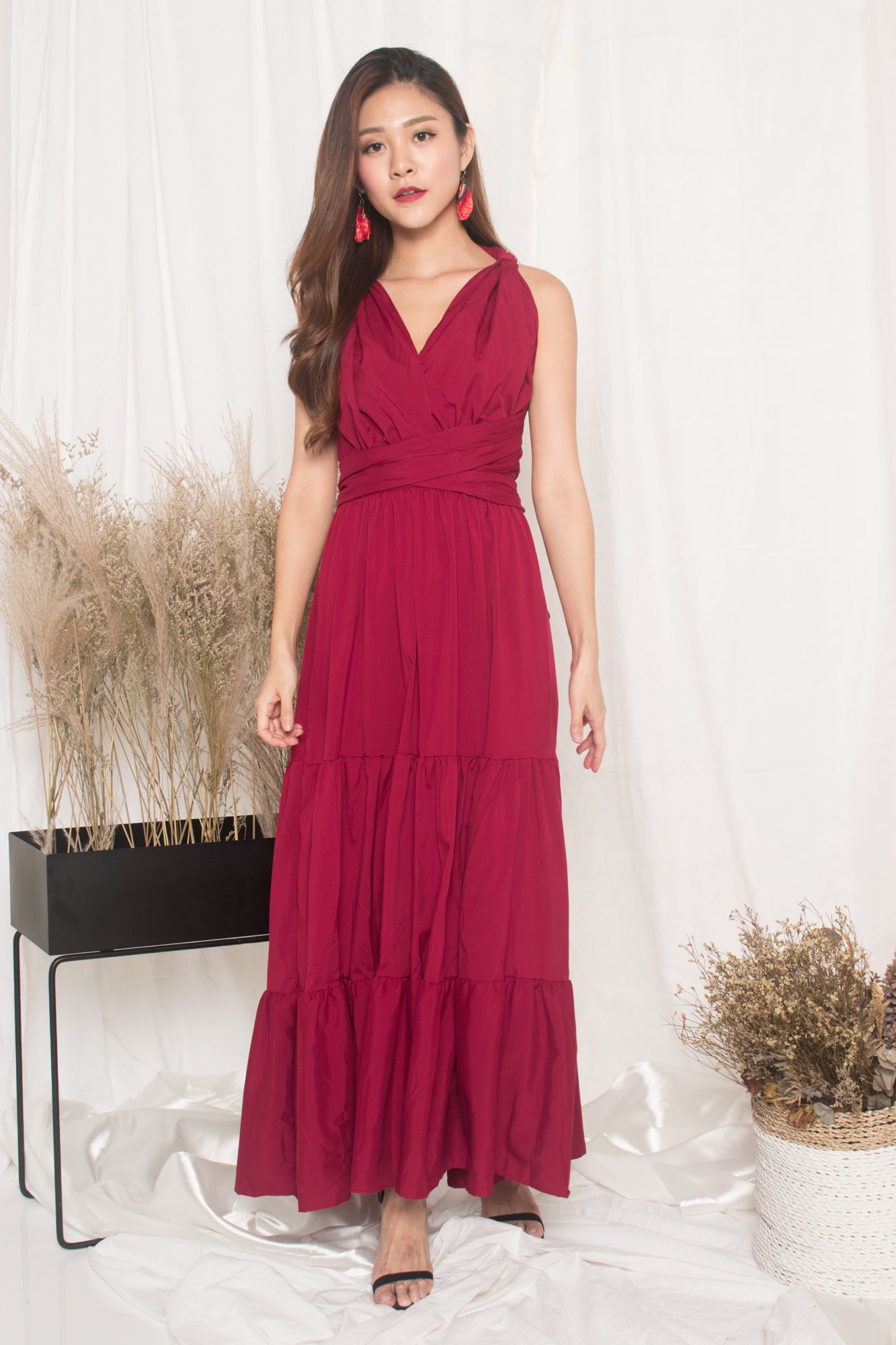 LUXE - PARIS LOVER DO IT YOURSELF MAXI DRESS IN BURGUNDY
