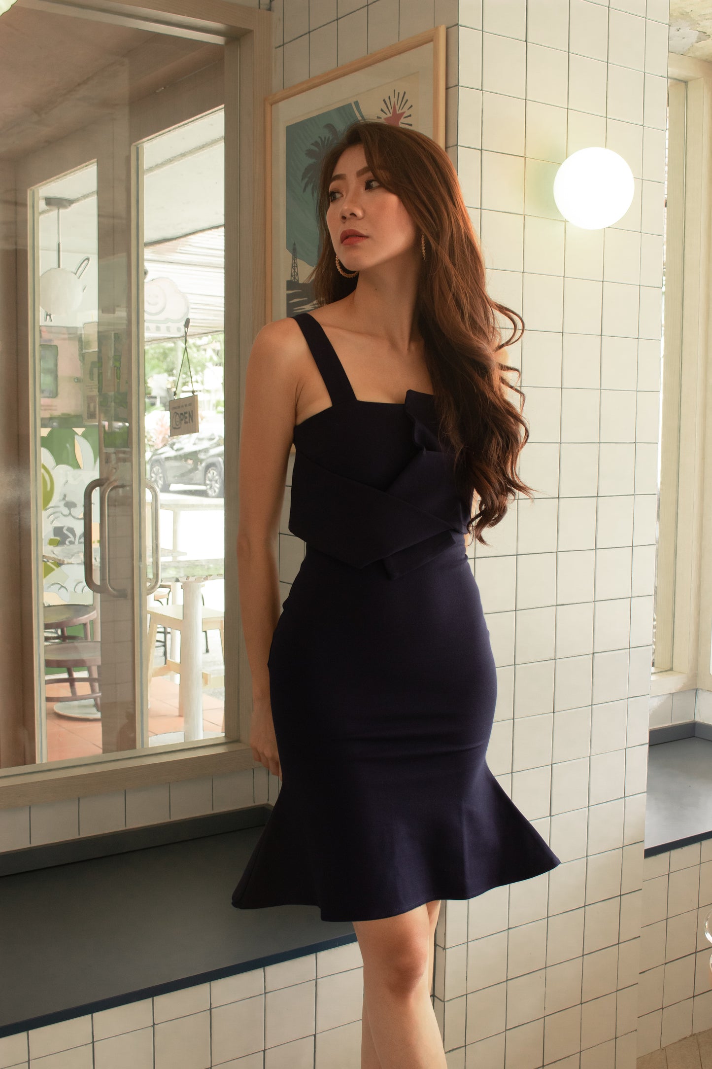 *PREMIUM* - Sorelia Wrapped Mermaid Dress in Navy - Self Manufactured by LBRLABEL