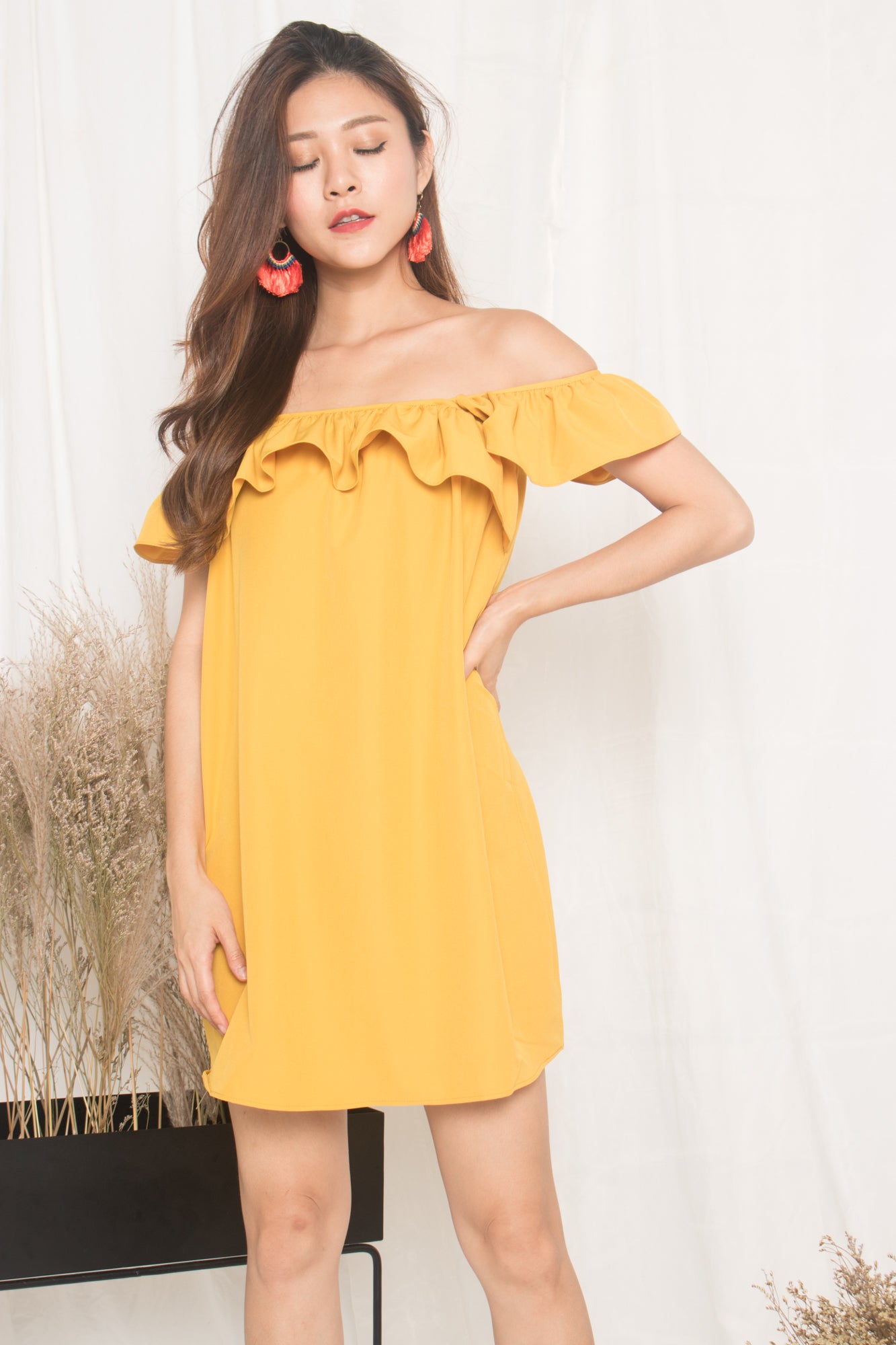 Joelina 3 Ways Flutter Dress in Mustard