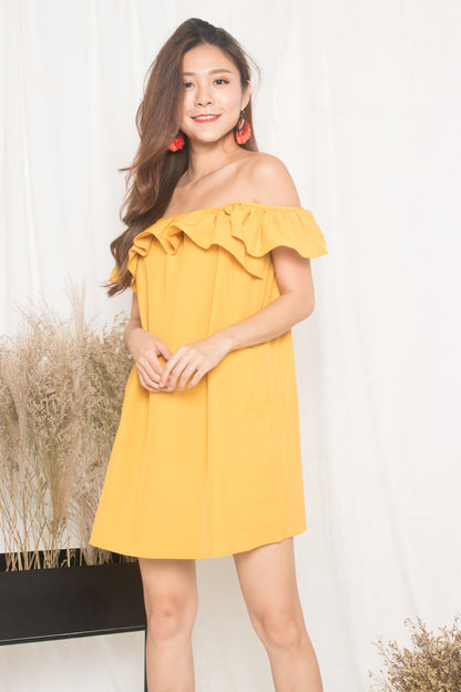 Joelina 3 Ways Flutter Dress in Mustard