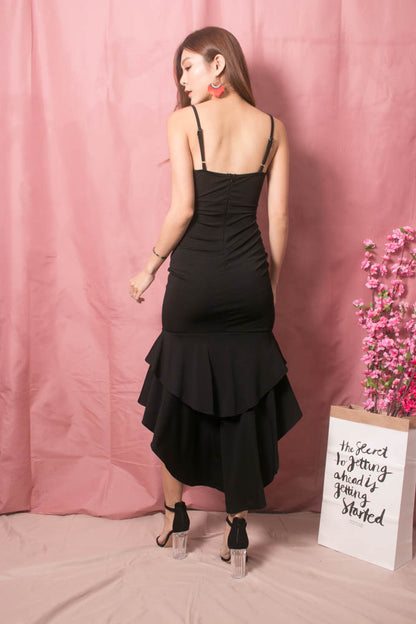 * LUXE * Rosalie Fishtail Dress in Black