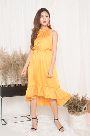 
                  
                    Load image into Gallery viewer, *LUXE* - Kerina Assymetrical Dress in Marigold Velvet
                  
                