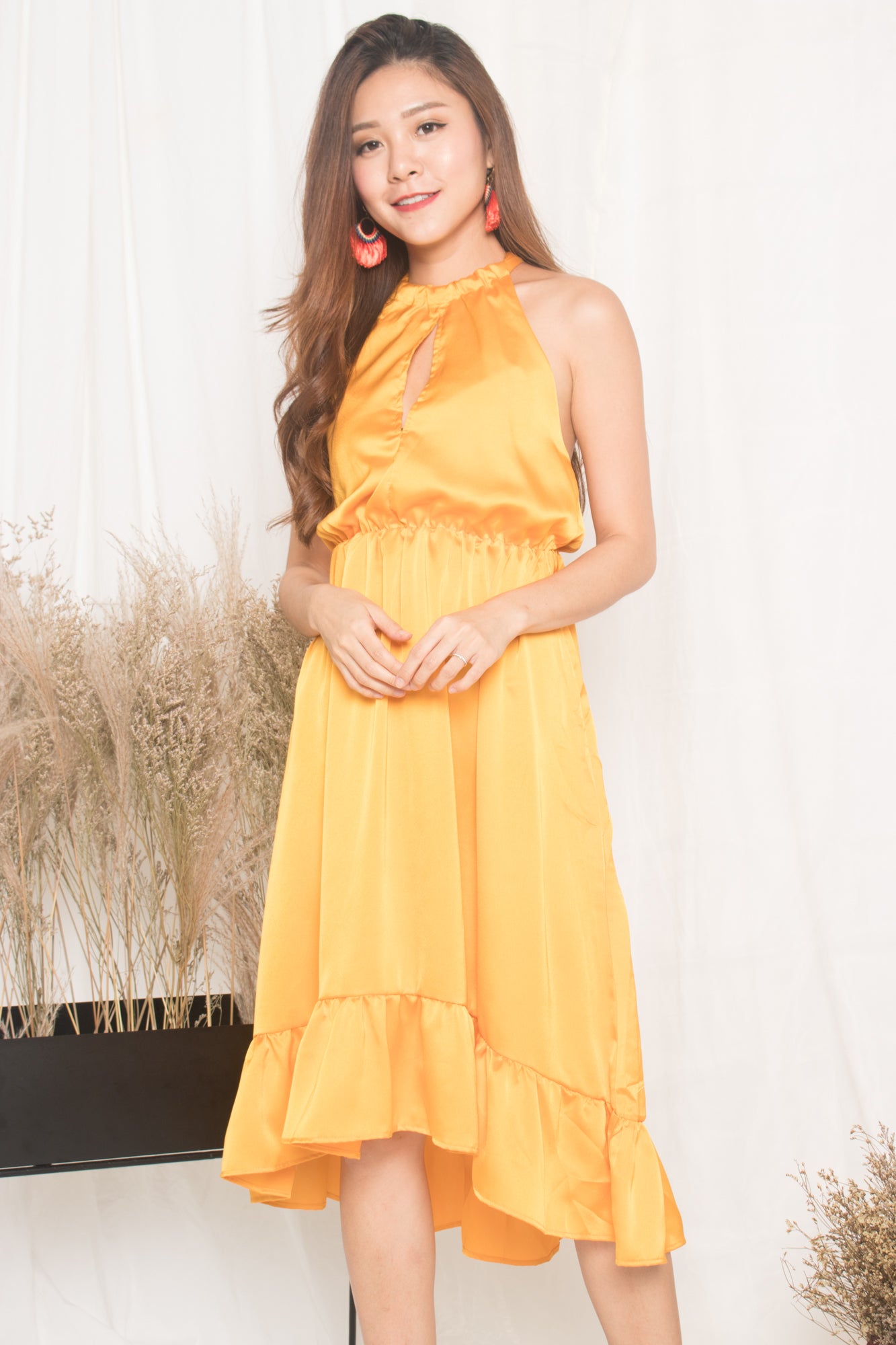 *LUXE* - Kerina Assymetrical Dress in Marigold Velvet
