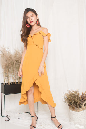 
                  
                    Load image into Gallery viewer, *LUXE* - Queenlyn Flutter Dress in Marigold
                  
                
