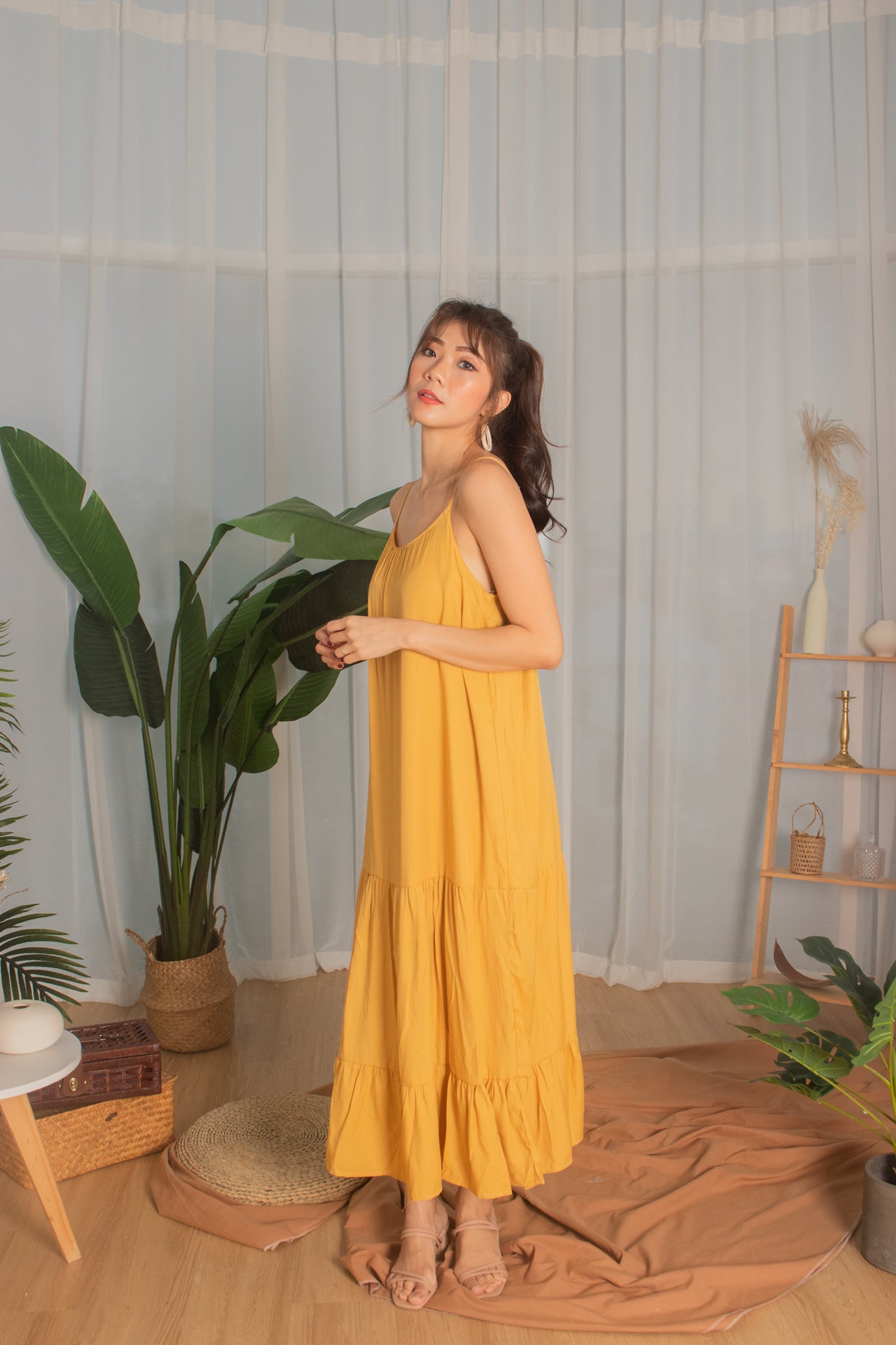* PREMIUM * - Ayeslia Drop Hem Maxi Dress in Mustard - Self Manufactured by LBRLABEL
