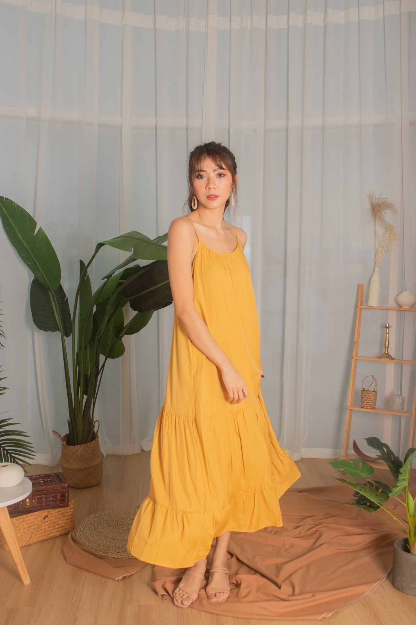 * PREMIUM * - Ayeslia Drop Hem Maxi Dress in Mustard - Self Manufactured by LBRLABEL