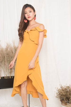 
                  
                    Load image into Gallery viewer, *LUXE* - Queenlyn Flutter Dress in Marigold
                  
                