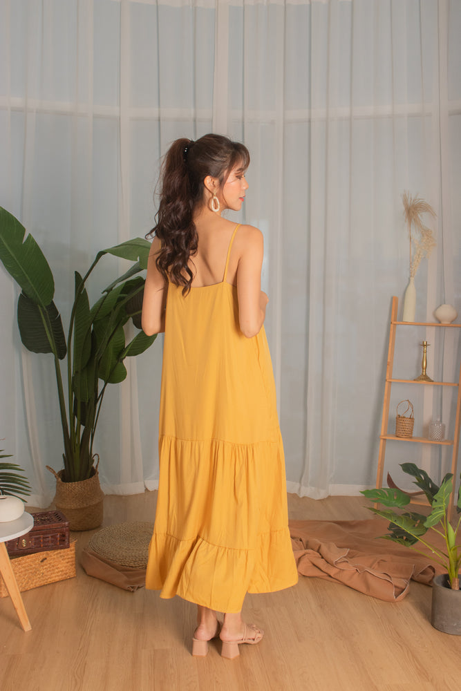 
                  
                    Load image into Gallery viewer, * PREMIUM * - Ayeslia Drop Hem Maxi Dress in Mustard - Self Manufactured by LBRLABEL
                  
                