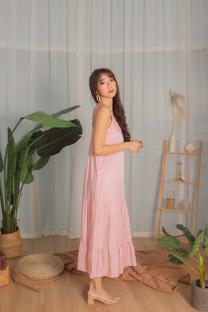 
                  
                    Load image into Gallery viewer, * PREMIUM * - Ayeslia Drop Hem Maxi Dress in Pink - Self Manufactured by LBRLABEL
                  
                