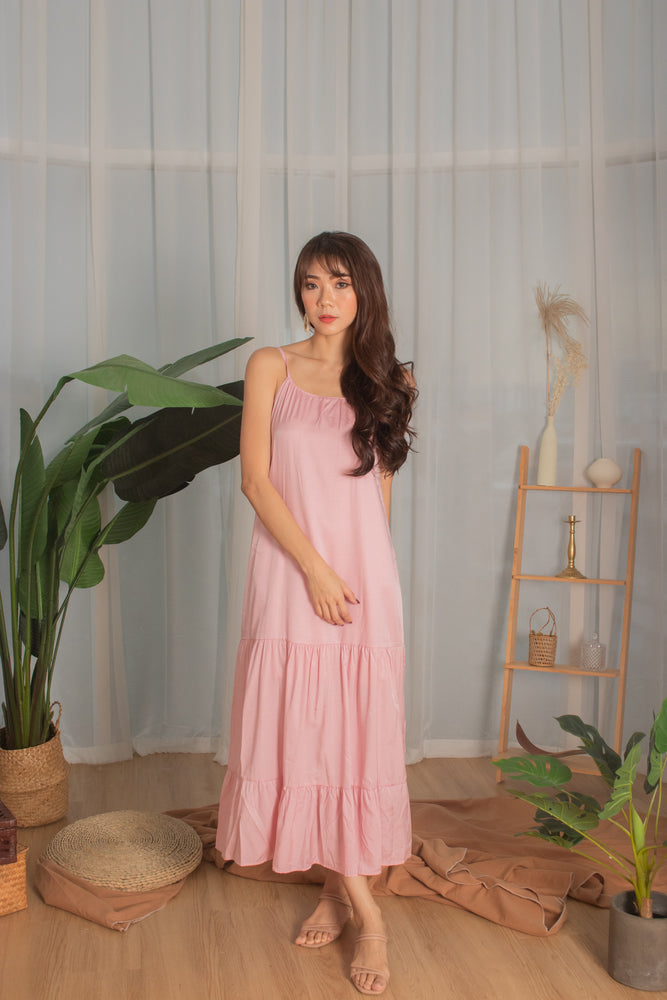 
                  
                    Load image into Gallery viewer, * PREMIUM * - Ayeslia Drop Hem Maxi Dress in Pink - Self Manufactured by LBRLABEL
                  
                