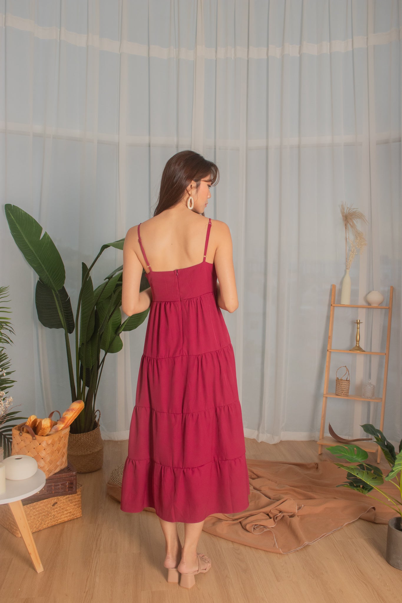 *PREMIUM* - Joeylia Tiered Maxi Dress in Dark Magenta Red- Self Manufactured by LBRLABEL