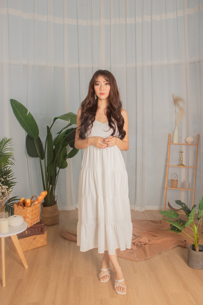 *PREMIUM* - Joeylia Tiered Maxi Dress in White - Self Manufactured by LBRLABEL