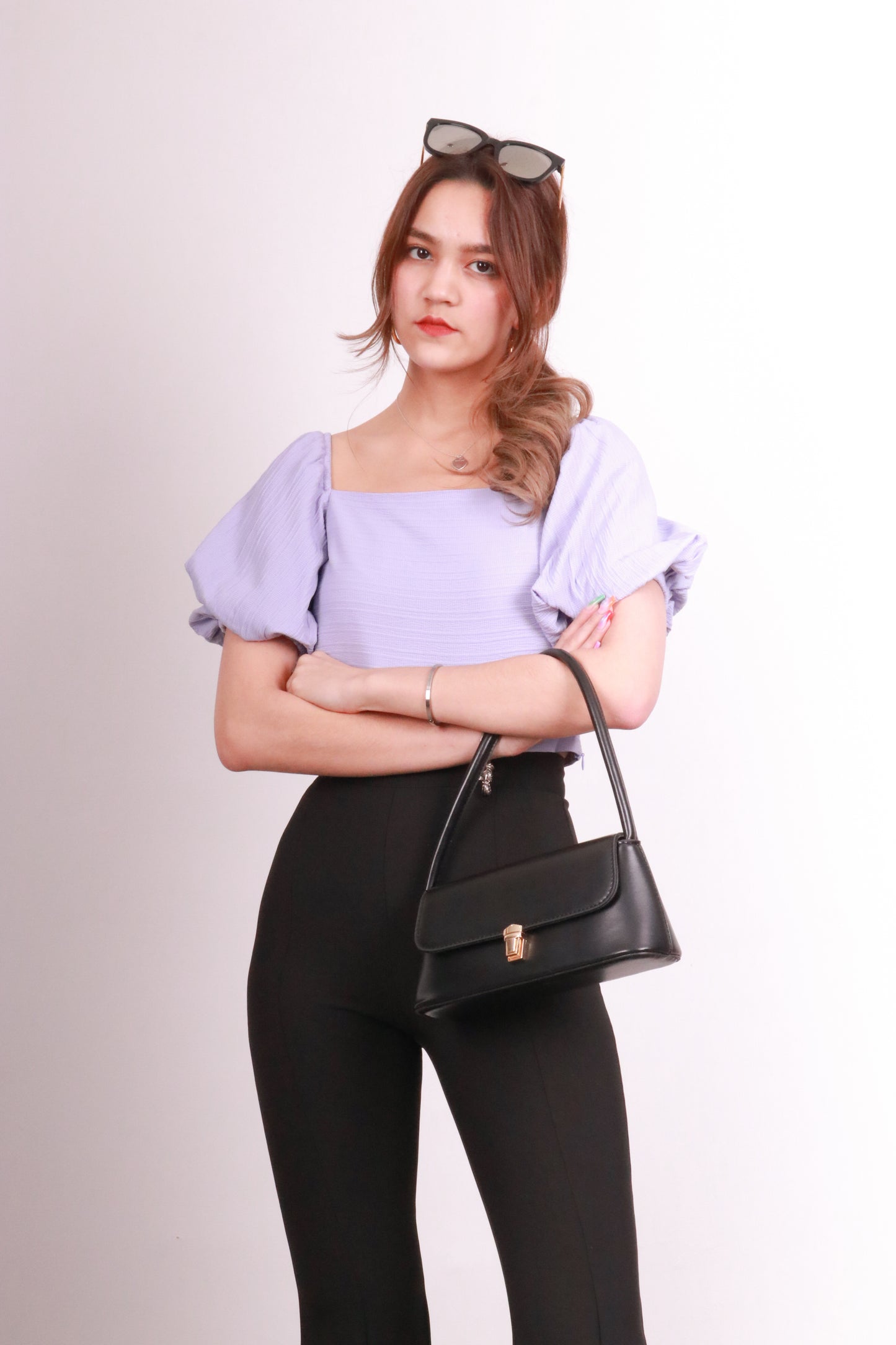 Ferin Puffy Sleeved Top in Lilac