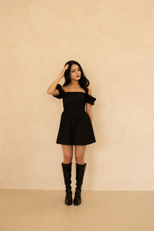 
                  
                    Load image into Gallery viewer, Cahlia Babydoll Dress Romper in Black
                  
                