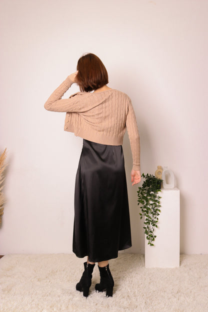 Averie Knitted Cardigan in Mocha Brown