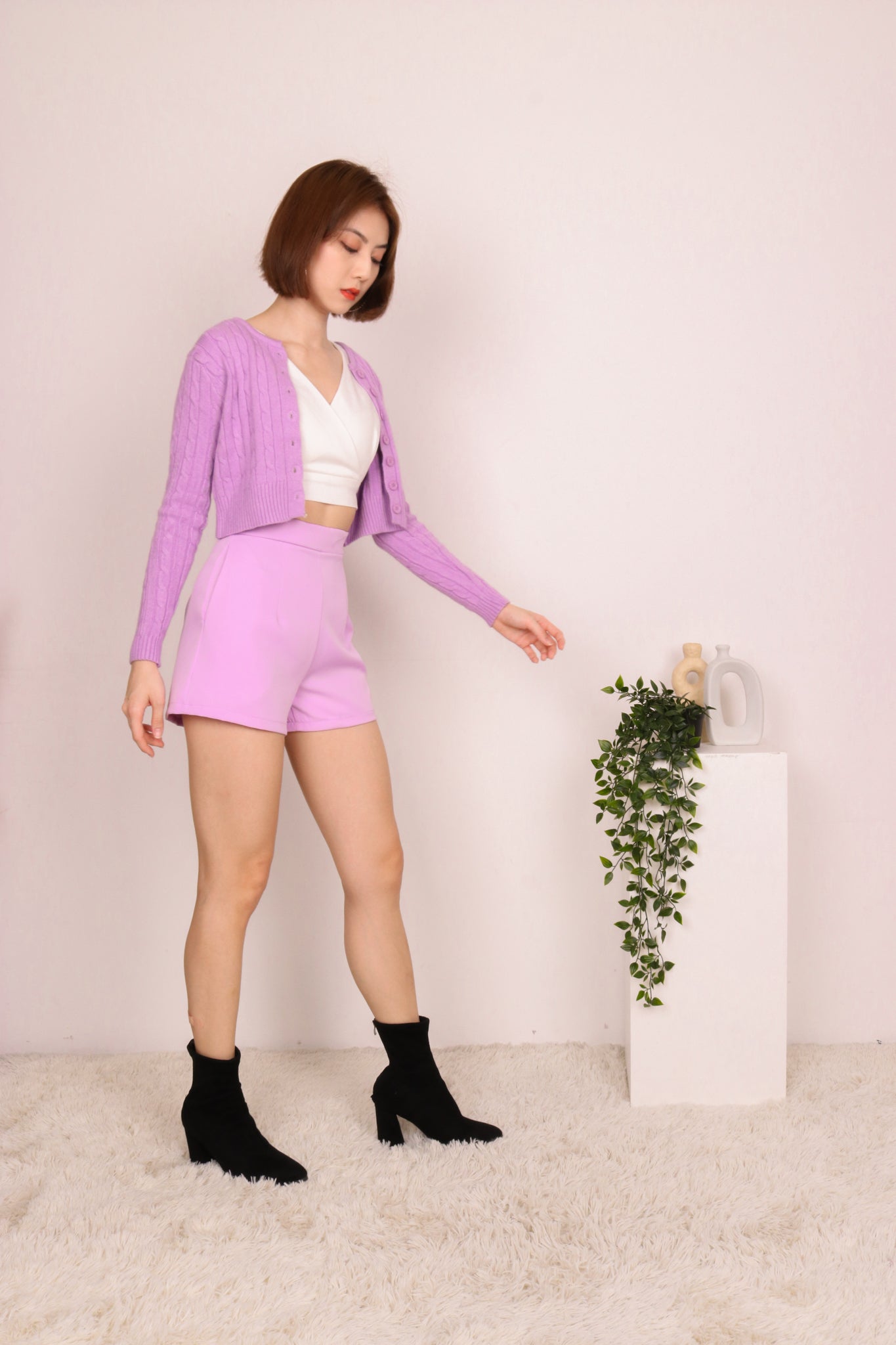 Averie Knitted Cardigan in Violet
