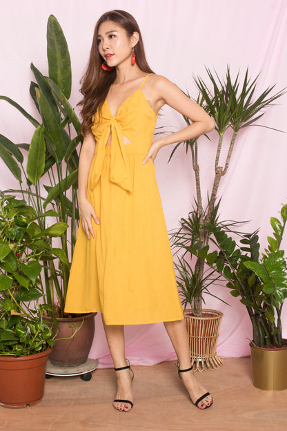 Julea Ribbon Dress in Marigold Yellow