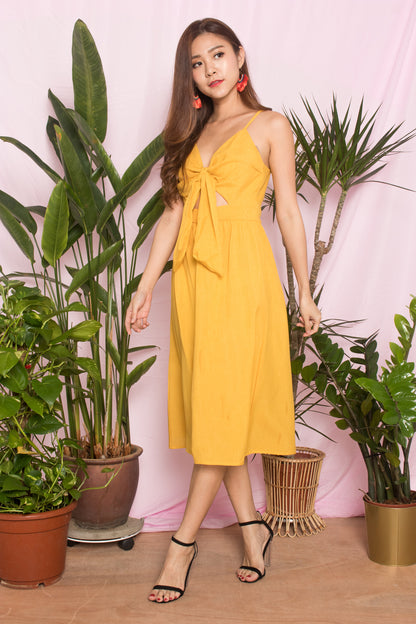 Julea Ribbon Dress in Marigold Yellow