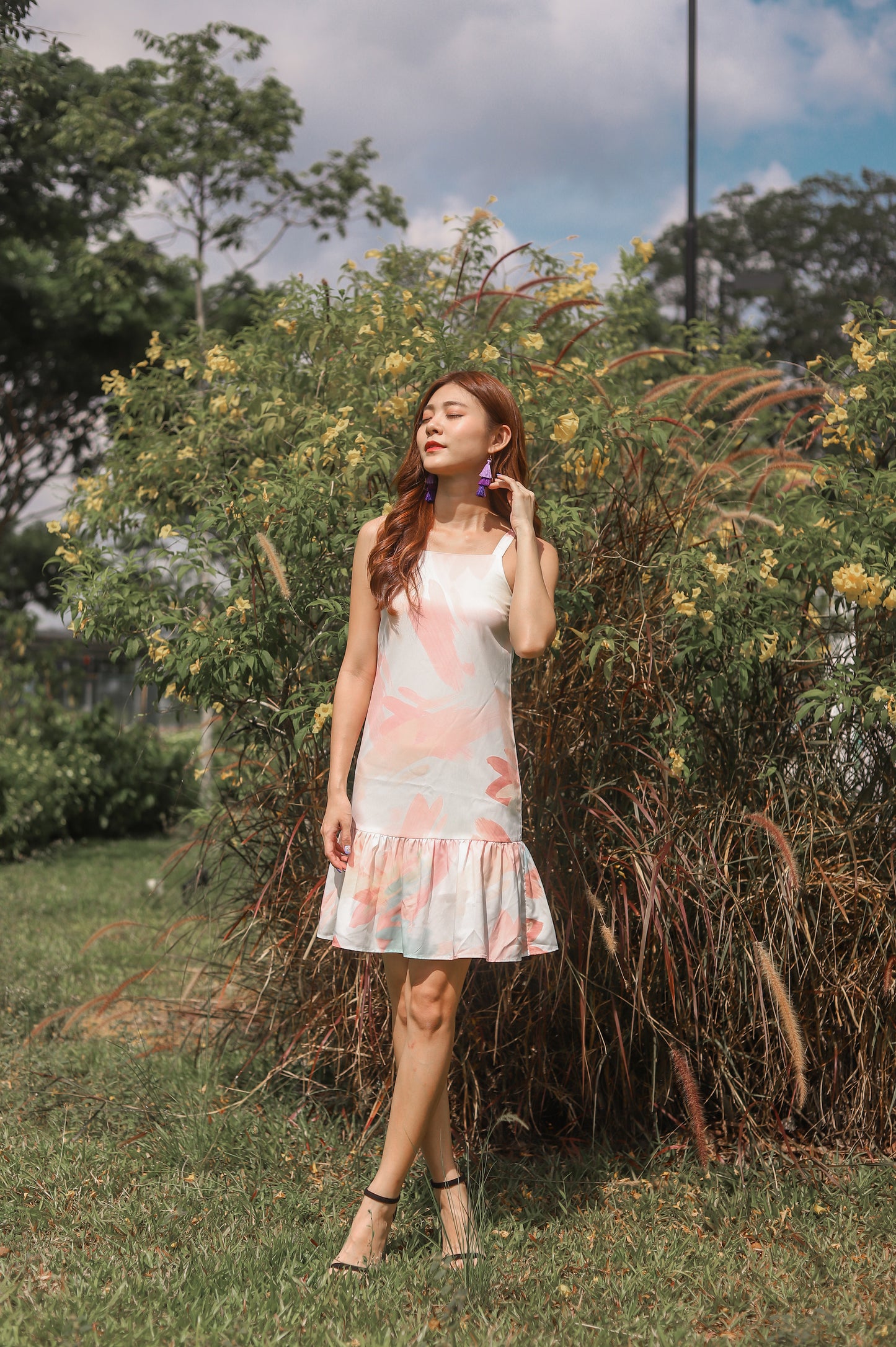 * PREMIUM * Parislia Brushstroke Dress in Peach - Self Manufactured by LBRLABEL