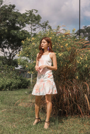 
                  
                    Load image into Gallery viewer, * PREMIUM * Parislia Brushstroke Dress in Peach - Self Manufactured by LBRLABEL
                  
                