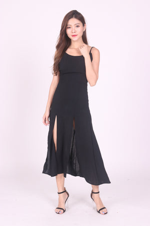 
                  
                    Load image into Gallery viewer, * LUXE * Staellie Slit Dress in Black
                  
                