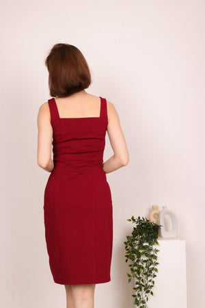 
                  
                    Load image into Gallery viewer, Adelia Slit Dress in Maroon
                  
                