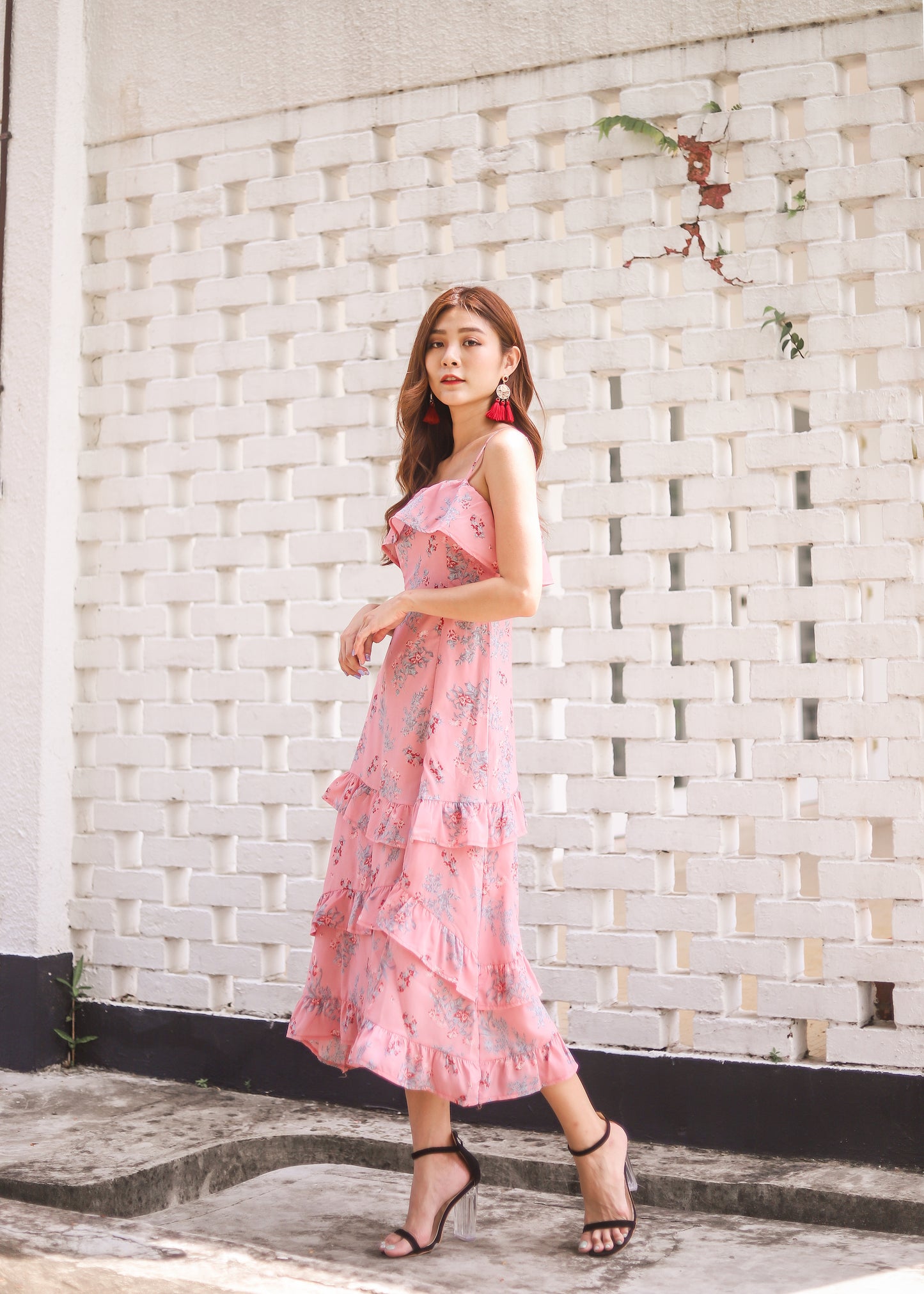 *PREMIUM * Eugilia Floral Layer Dress in Pink - Self Manufactured by LBRLABEL