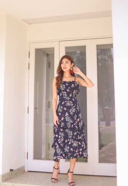 *PREMIUM * Eugilia Floral Layer Dress in Navy - Self Manufactured by LBRLABEL