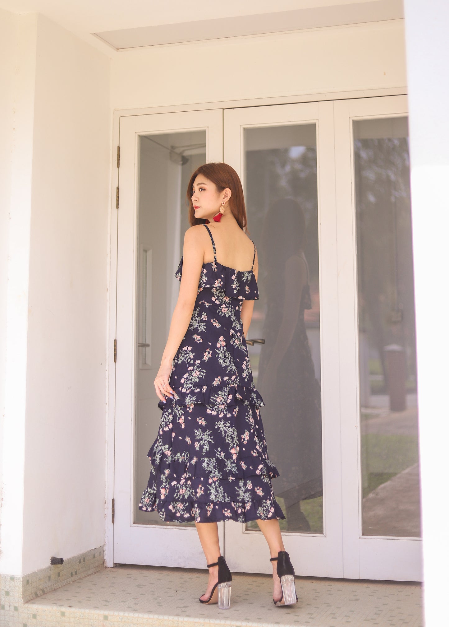 *PREMIUM * Eugilia Floral Layer Dress in Navy - Self Manufactured by LBRLABEL