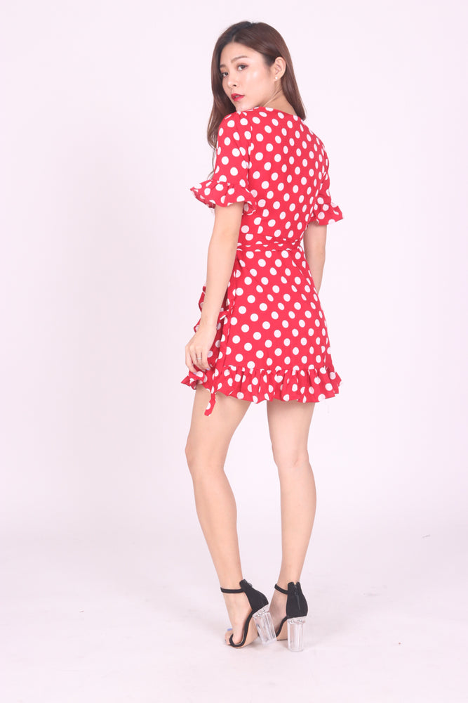
                  
                    Load image into Gallery viewer, Akelyn Polkadot Dress in Red
                  
                