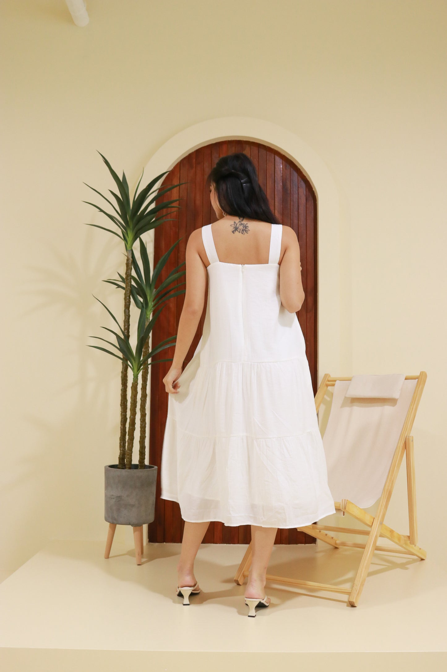 Willow Linen Maxi Dress in White