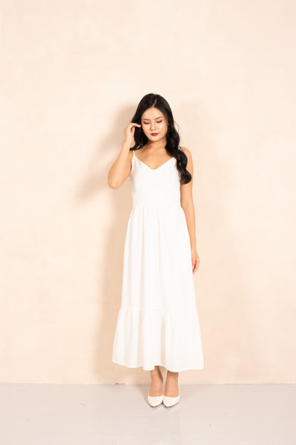 Cherie Midi Dress in White