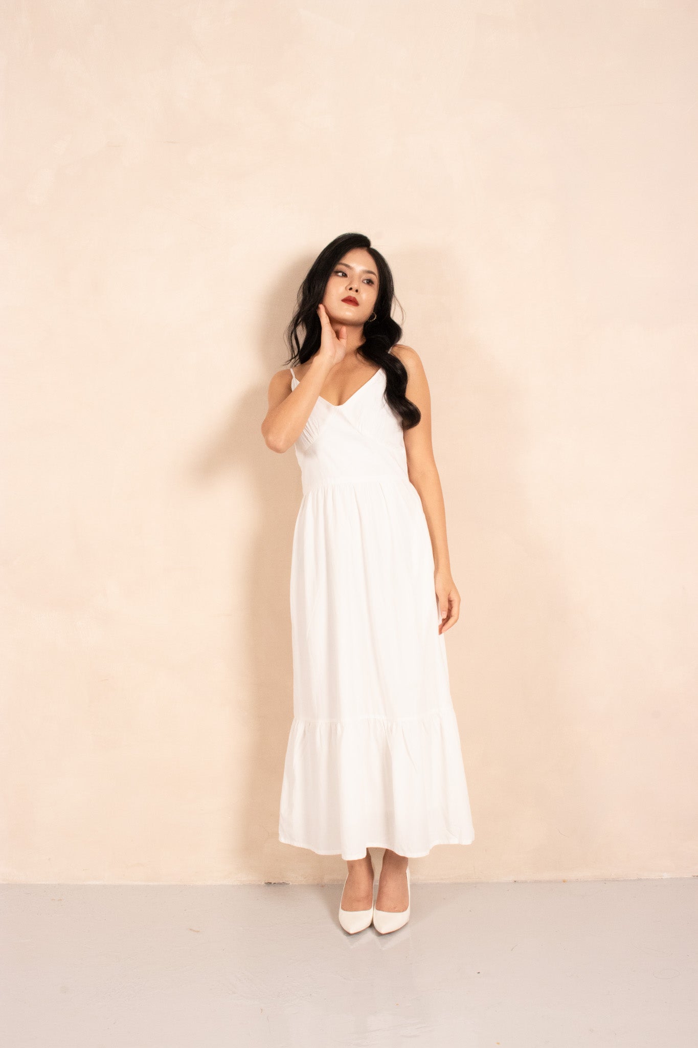 Cherie Midi Dress in White