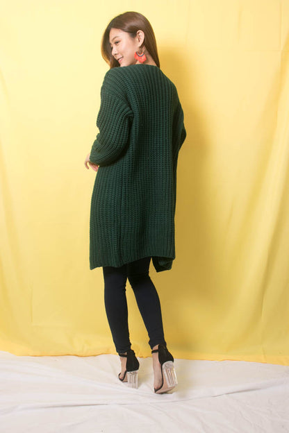 Sora Oversized Knit Outerwear in Emerald Green