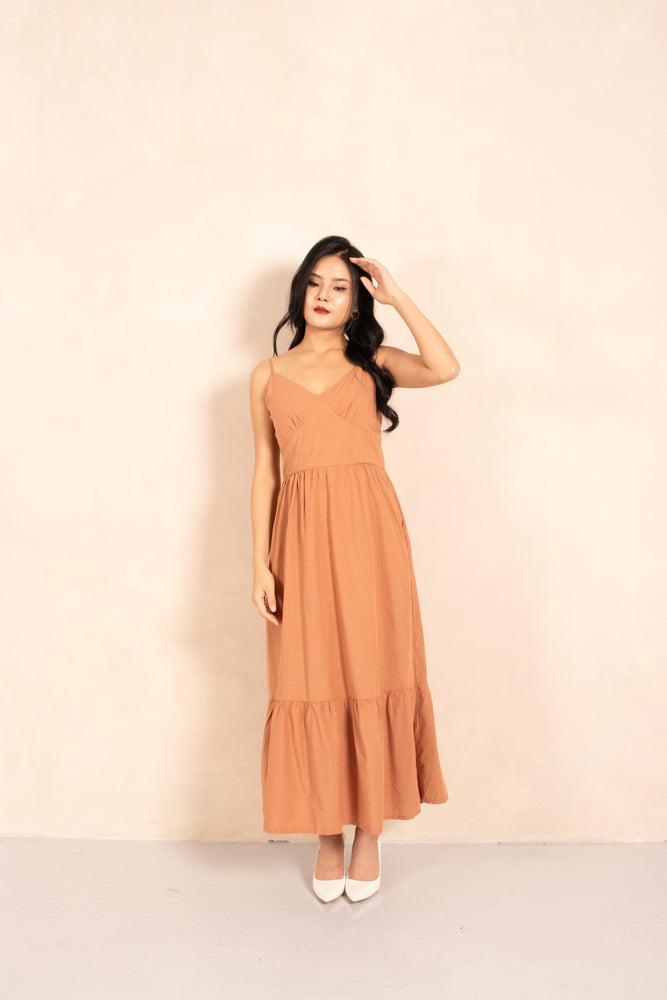 
                  
                    Load image into Gallery viewer, Cherie Midi Dress in Mocha Brown
                  
                