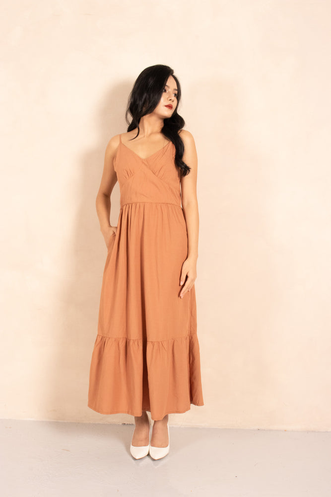 
                  
                    Load image into Gallery viewer, Cherie Midi Dress in Mocha Brown
                  
                