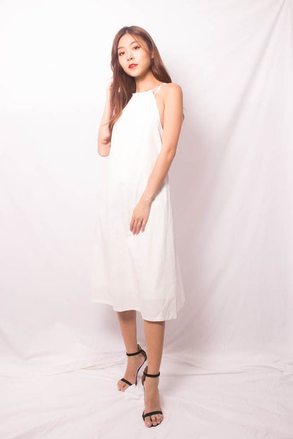 Andiella Halter Midi Dress in White