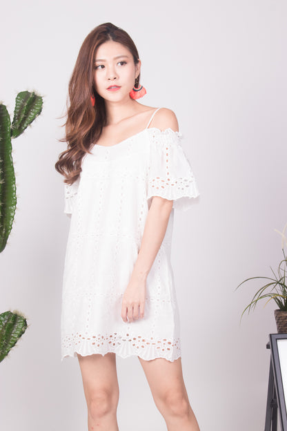 Kelly Crochet Eyelet Dress in White