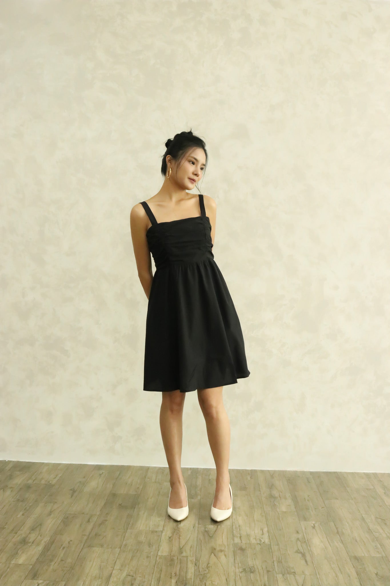 Stace Ruched Dress in Black