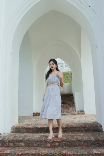 * PREMIUM * - Ethelia Midi Skirt in Cloud Blue - SELF MANUFACTURED BY LBRLABEL