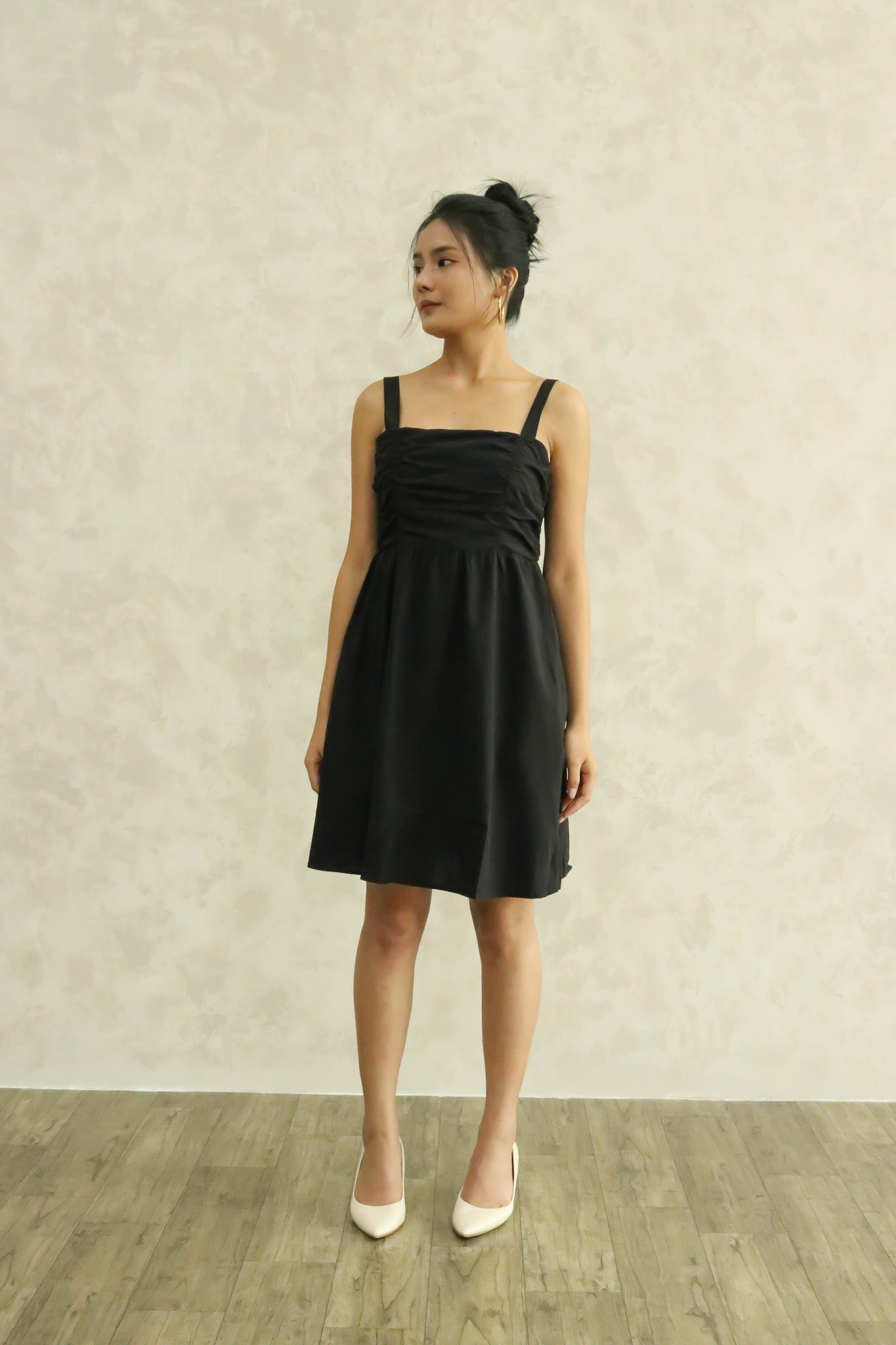 Stace Ruched Dress in Black