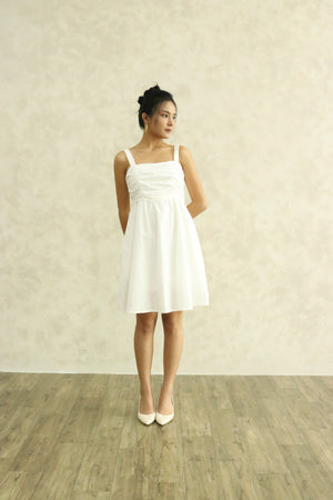 
                  
                    Load image into Gallery viewer, Stace Ruched Dress in White
                  
                