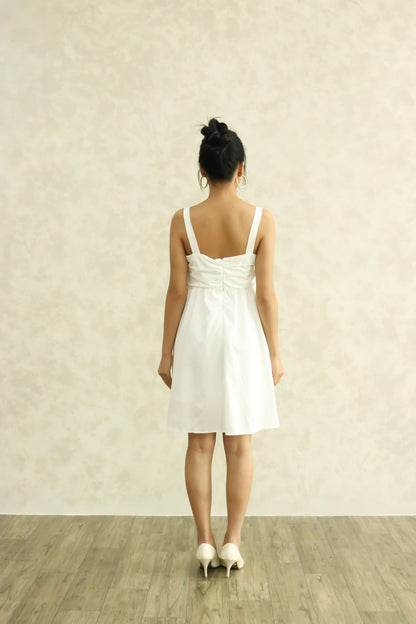 Stace Ruched Dress in White