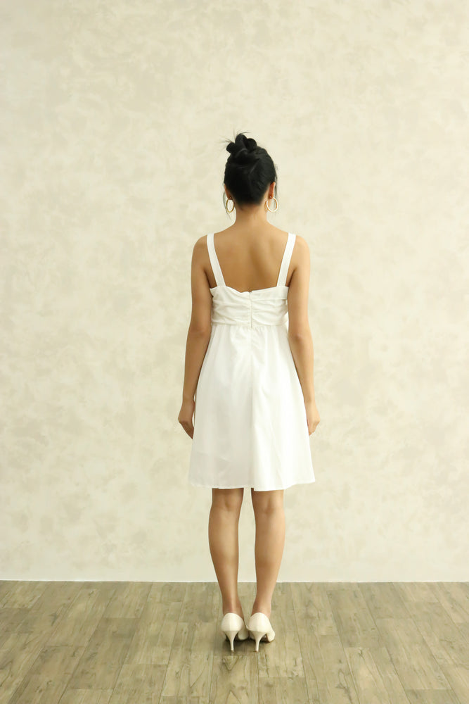 
                  
                    Load image into Gallery viewer, Stace Ruched Dress in White
                  
                