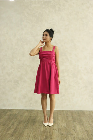 
                  
                    Load image into Gallery viewer, Stace Ruched Dress in Hot Pink
                  
                