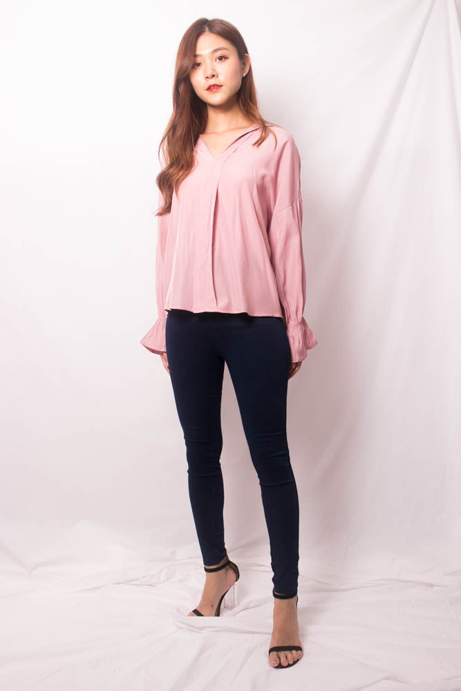 Nera Basic Sleeved Top in Pink